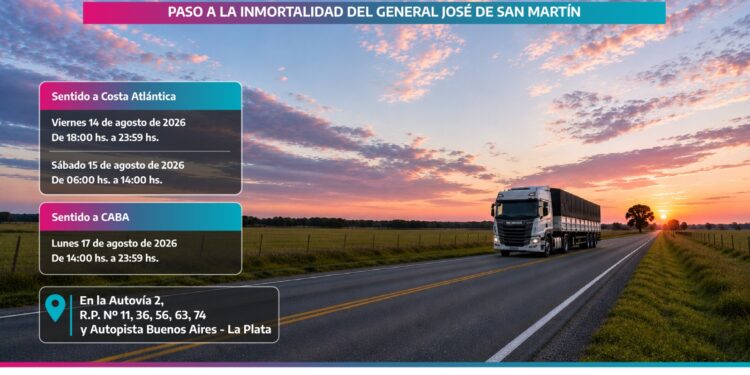 Restricción de tránsito pesado por el Paso a la Inmortalidad de San Martín